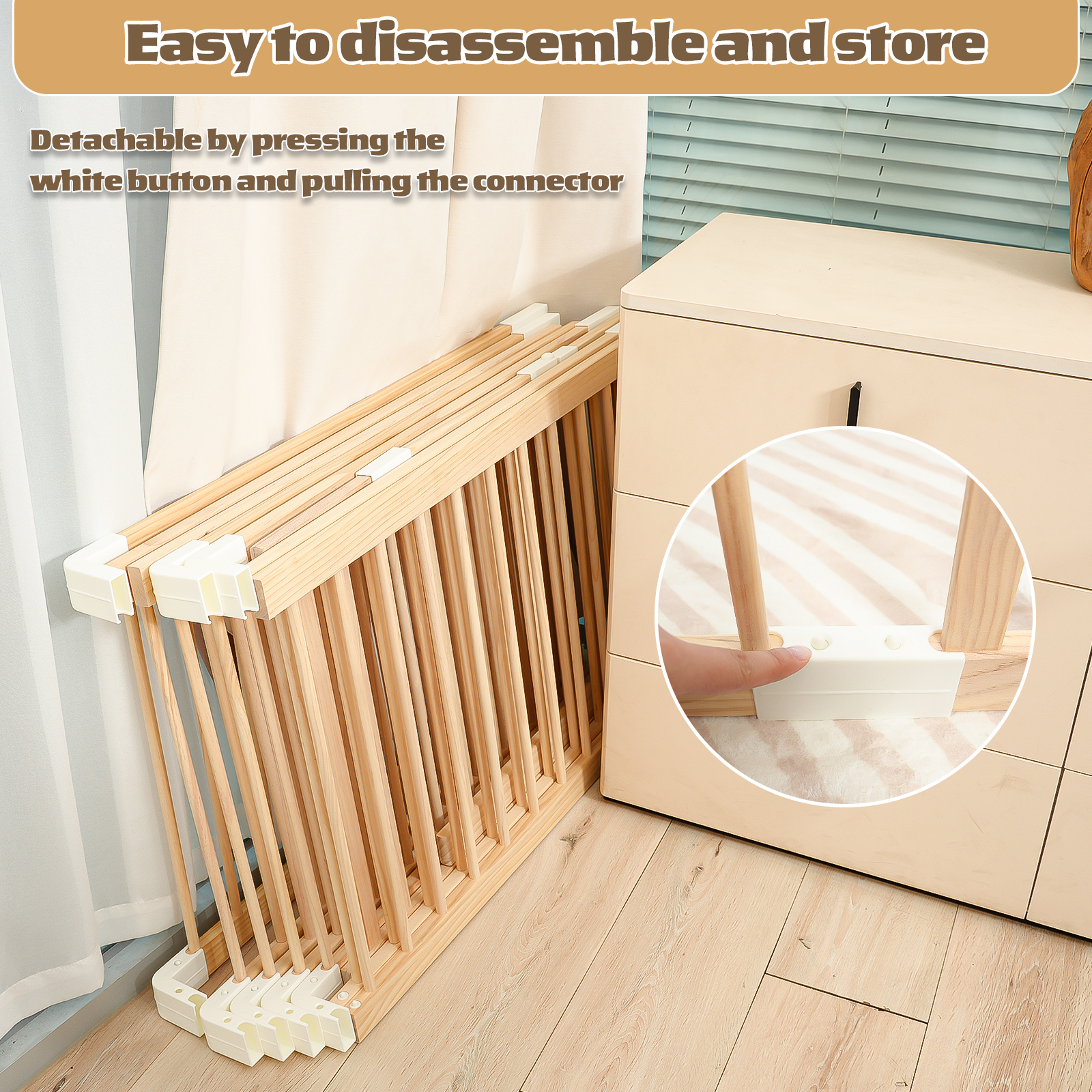 Extra Large Wooden Baby Playpen,Play Pen for Babies and Toddlers Kids Indoor,Security Playard Area Indoor,Easy to Assemble, Non-Collapsible (73x73x24 Inch) - Image 6
